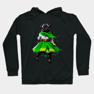 Cheerful Pug in Green Tracht Doing a Traditional Alpine Dance Hoodie